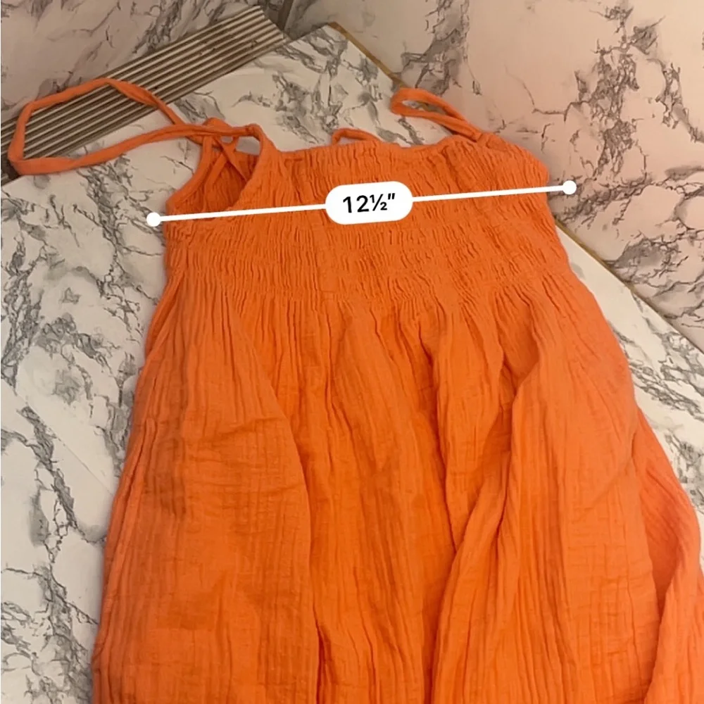 Aerie Orange Sleeveless Spaghetti Strap Sundress Size Medium - Picture 8 of 9